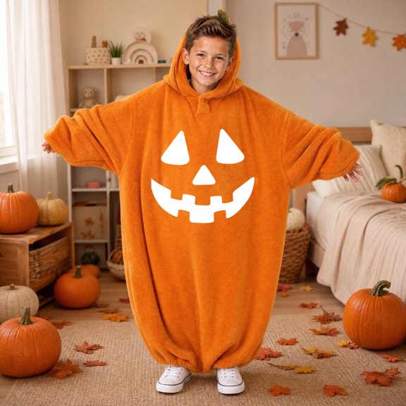 Grblisyd Pumpkin Halloween Jumpsuits Casual Long Sleeve Loose Onesie Loungewear Soft Cozy Plus Size Pumpkin Sleepwear