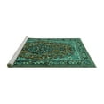 thumbnail image 2 of Ahgly Company Machine Washable Indoor Rectangle Medallion Turquoise Blue Traditional Area Rugs, 4' x 6', 2 of 4