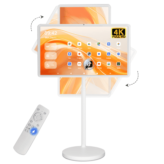 32In Wireless Smart Portable TV on Wheels , Built in Battery with 4K Camera,Full Swivel Rotation,8RAM 128GB Storage ,Android 13 ,Remote Control