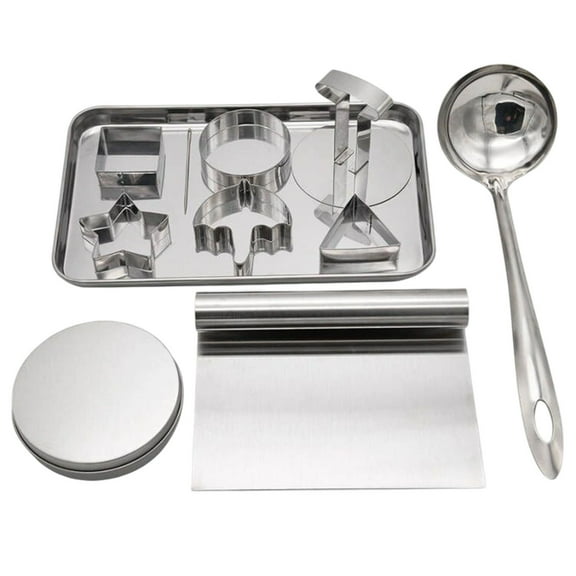 TOPRenddon Korean Sugar Candy Making Tools, 11PCSStainless Steel Cookie Cutters Biscuit Molds, Squid Sugar Game Kit, Umbrella Triangle Star Round Baking Cake Molds for Party Squid Sugar Game Cookie