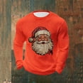 thumbnail image 2 of Christmas Shirt for Men Long Sleeve Crewneck Santa Printed Pullover Elasticity Tops Orange L, 2 of 4
