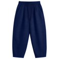 thumbnail image 5 of vigerkar Cotton Baggy Low Rise Barrel Pants for Women, Relaxed Lounge Boho Beach Travel Wide Leg Trousers, Breathable Summer Style (Navy, S), 5 of 6