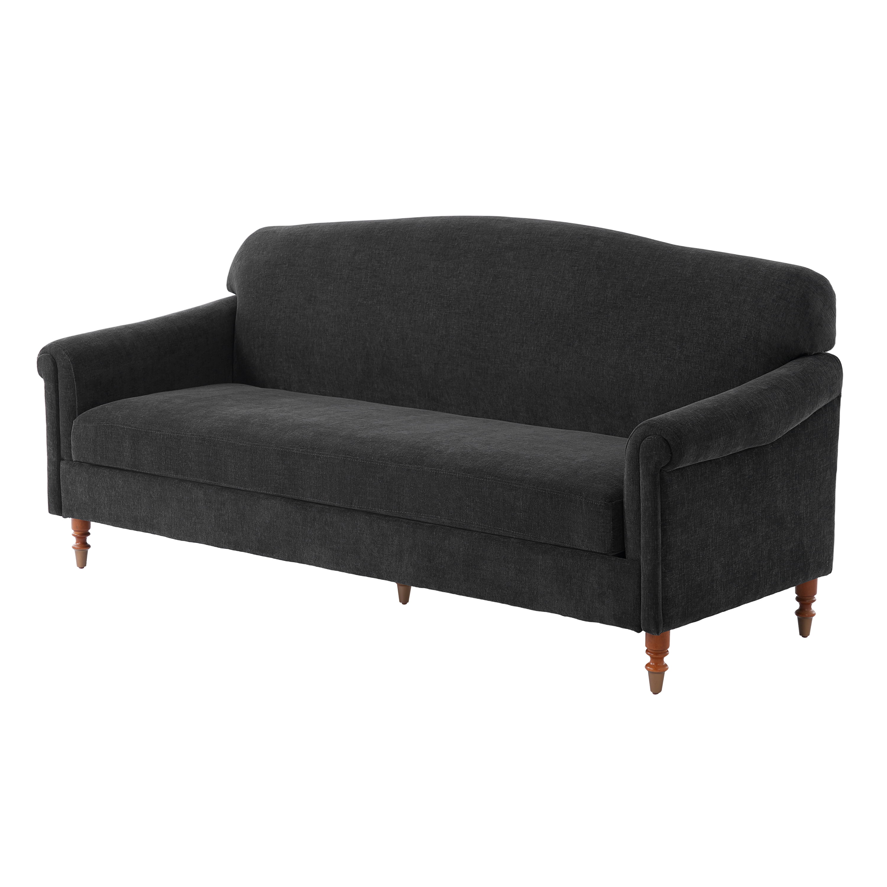 Elegant 77.5-Inch Loveseat Sofa with Rolled Arms and Chenille Upholstery, 2-Seater Couch for Living Room and Reading Corner, Grey