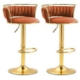 thumbnail image 3 of UIXE 360° Swivel Bar Stools Velvet Upholstered Adjustable Bar Chairs Set of 2 with Back & Footrest for Home and Kitchen, Orange, 3 of 6