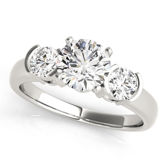 Shop Wedding Women's Three Stone Ring 0.96Ct Round Brilliant Cut Lab Grown Diamond 14k White Gold