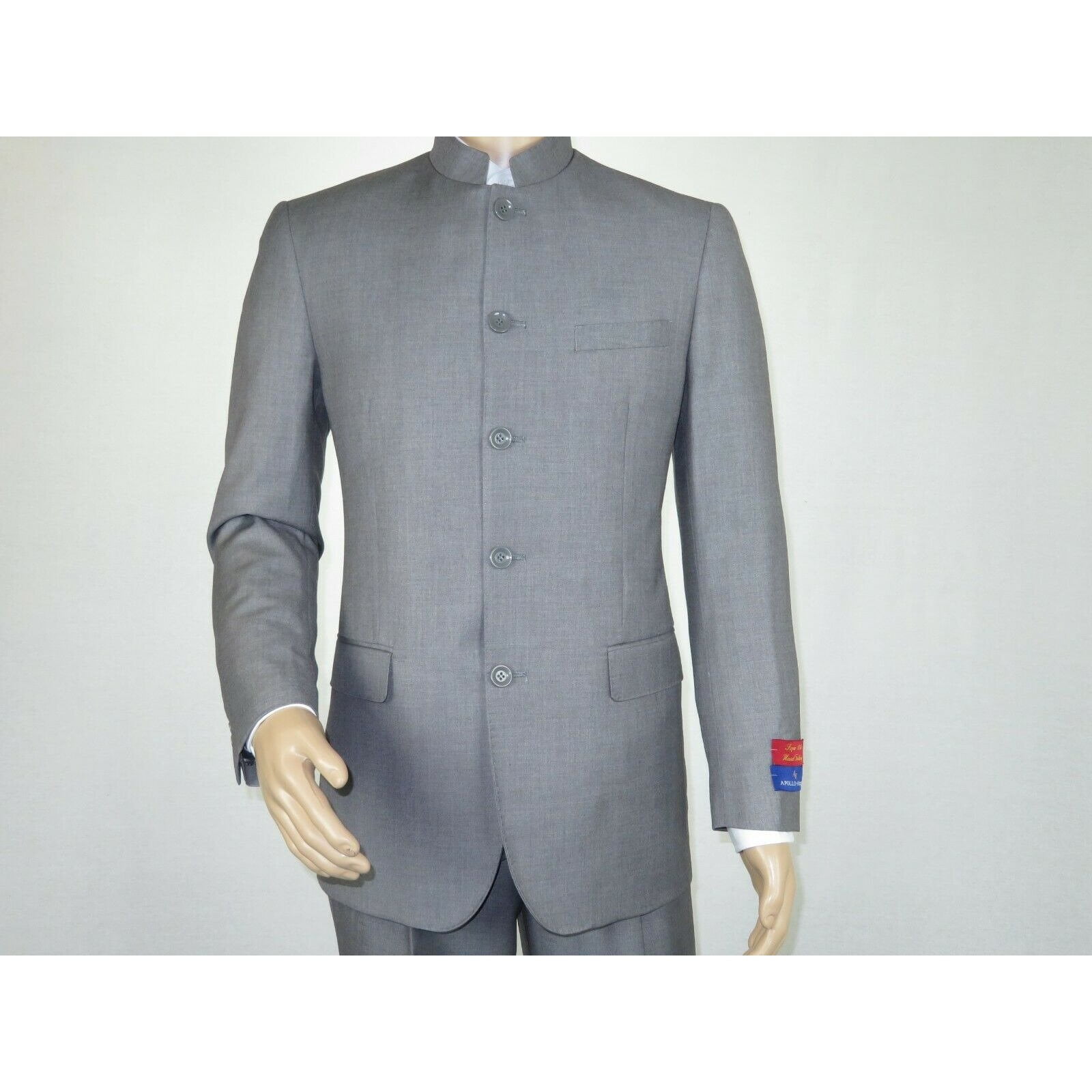 Apollo King Men Apollo King Banded Collarless suit Mandarin 5 Button