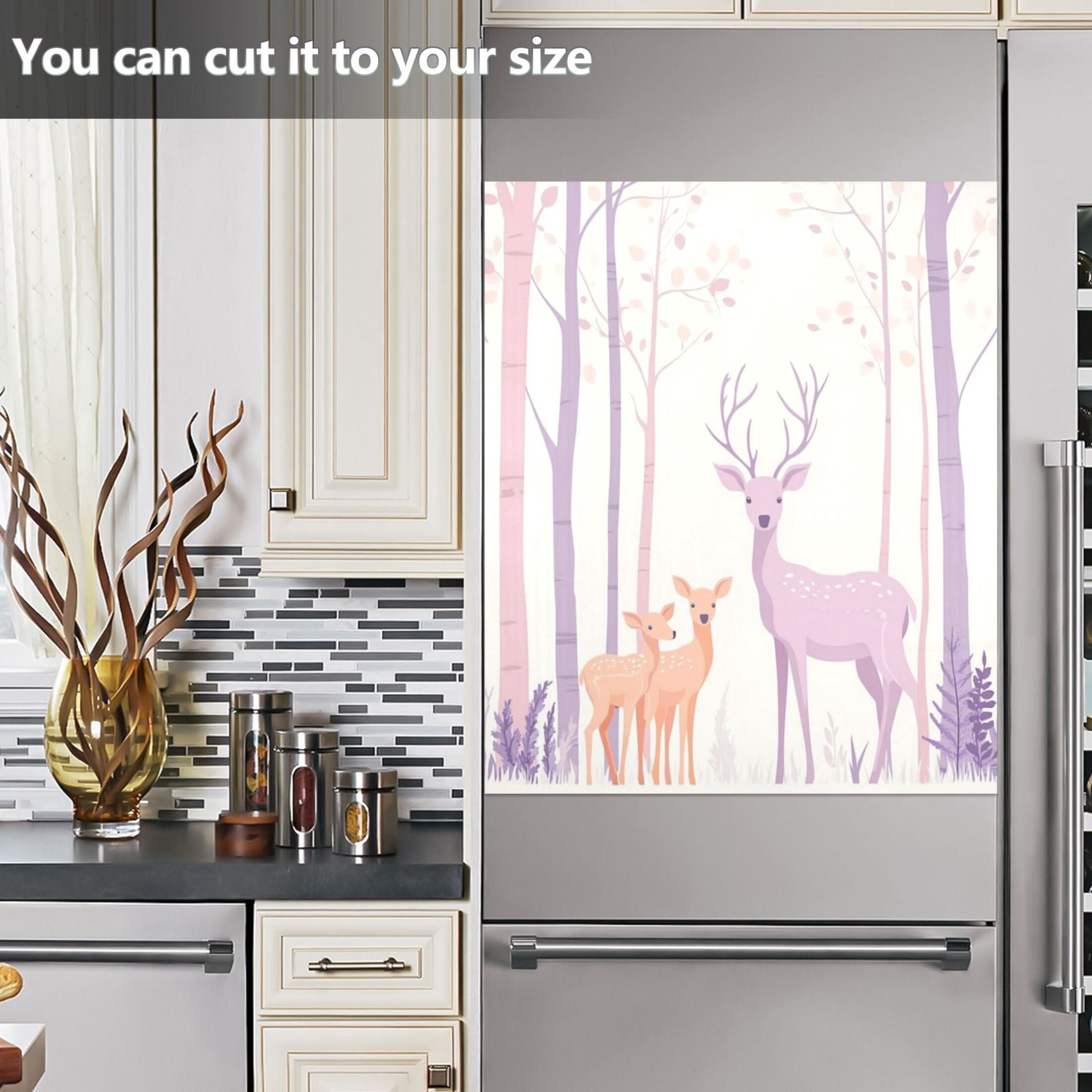 Dishwasher Magnetic Sticker 23x26 Inch Refrigerator Magnetic Sticker Washing Machine Magnetic Sticker Kitchen Panel Magnetic Sticker Home Decor Purple Beautiful Deer