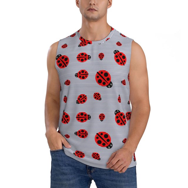 Balery Ladybug Camisetas sin mangas para hombre, absorbe la humedad y protege contra el mal olor.-XX-Large