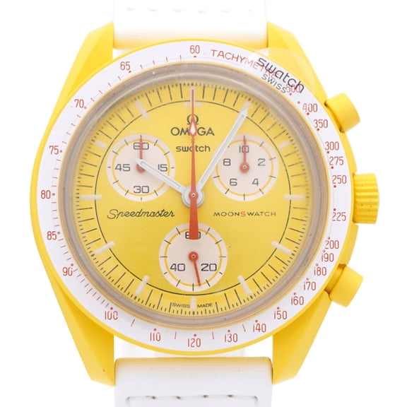 Pre-Owned Omega x Swatch Mission to the Sun Speedmaster SO33J100 Quartz Watch with...