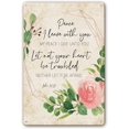 thumbnail image 1 of John 14 27 Floral Bible Verse Wall Art Metal Tin Sign Scripture Art Christian Quote Nursery Bible Quotes Posters for Bathroom Decorative Paintings for Kitchen (8x12 in), 1 of 5