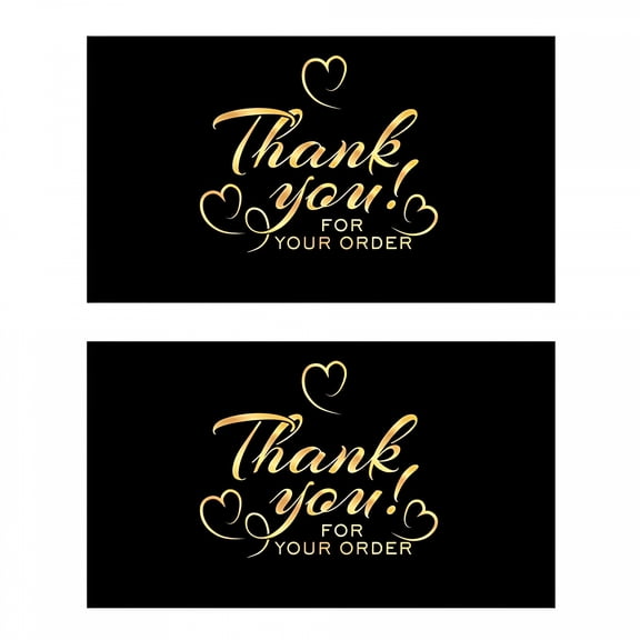 CCOCC 100pcs Black Gold Thank You for Supporting My Small Business Cards,Thank You Cards,2 x 3.5 Inch