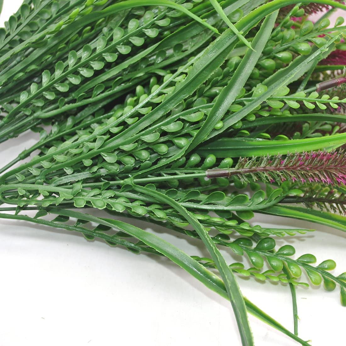 Morttic 8Pcs Artificial Plants Flowers Outdoor UV Resistant Plants Fake Faux Plastic Greenery Shrubs Indoor Outside for Home Decor