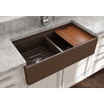 thumbnail image 4 of BOCCHI Contempo Apron Front Step Rim Fireclay 36 in. Double Bowl Kitchen Sink with Protective Bottom Grid and Strainer in Matte Brown, 4 of 6