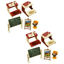 Raindrops 2 Sets of Creative Play Miniature Classroom Model Mini Desk Plastic Multi Decorative Collection