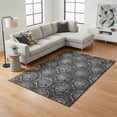 thumbnail image 2 of HomeRoots 666064 9 x 12 ft. Gray & Silver Medallion Transitional Washable Machine Made Rectangle Area Rug with UV Protection, 2 of 9