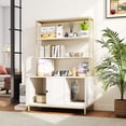 thumbnail image 4 of Gymax 57'' Cat Litter Box Enclosure w/ Storage 2-tier Shelves Removable Scratcher White, 4 of 10