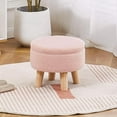 thumbnail image 4 of Tcbosik 300LBS Capacity Round Storage Ottoman - Soft Teddy Velvet Upholstered Footrest, Anti-Skid Small Stool with Hidden Storage for Living Room Bedroom (Pink, 13"Dia x 11"H), 4 of 9