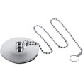 thumbnail image 1 of Tapón cromado para fregadero de bañera, tapón de drenaje de Metal sólido de 1,65 pulgadas con cadena para baño y cocina, 1 of 4