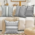 thumbnail image 2 of Dashan Black and White Pillow Covers 16x16 Set of 4,Boho Striped Decorative Pillow Cases for Bed Couch Living Room, 2 of 6
