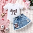 thumbnail image 2 of Gunia Baby Girls Summer Outfits Animal Print Romper Distressed Denim Skirt Casual Two Piece Toddler Clothes Set 0-18 Months, 2 of 8