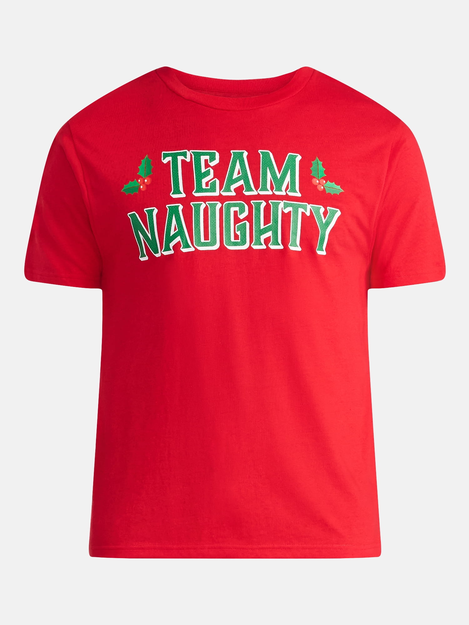 Christmas Men's and Big Men's Team Naughty Graphic Tee from Holiday Time, Sizes XS-3XL