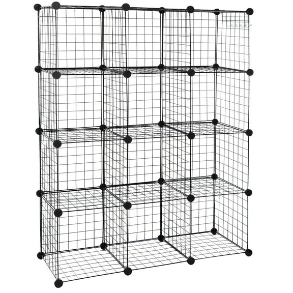 12-Cube Bookshelf Wire Cube Storage Organizer Storage Shelf Storage Bins Modular