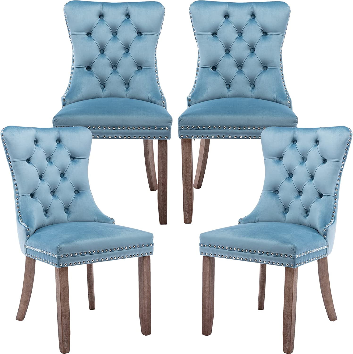 Blue Velvet Dining Chairs Set of 4, Kitchen & Dining Room Chairs Set of