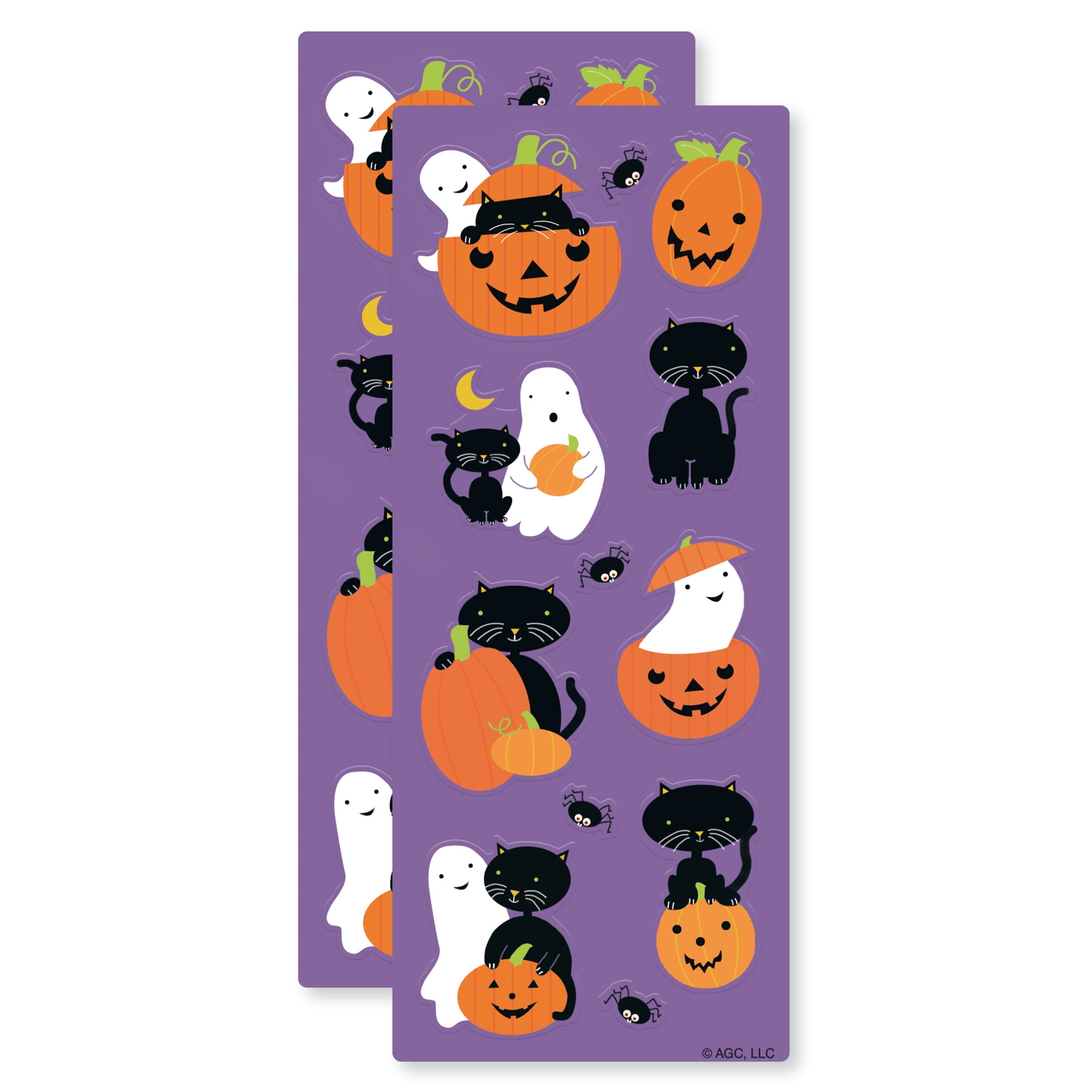 American Greetings Halloween Sticker Set, Slim Strips with Cats and Pumpkins (24 Stickers, 2 Sheets)