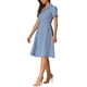 thumbnail image 4 of INSPIRE CHIC Vestidos Vintage para Mujeres 2024 Vestido de Cuello Plano de Manga Corta Ajustado y Acampanado XL Azul Gris, 4 of 4