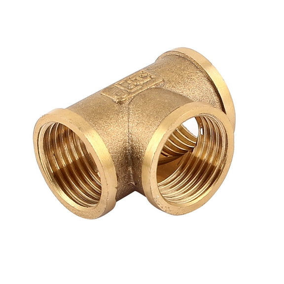Block Brass 1/2" NPT Female Thread T Shape Equal Tee Connector Adapter