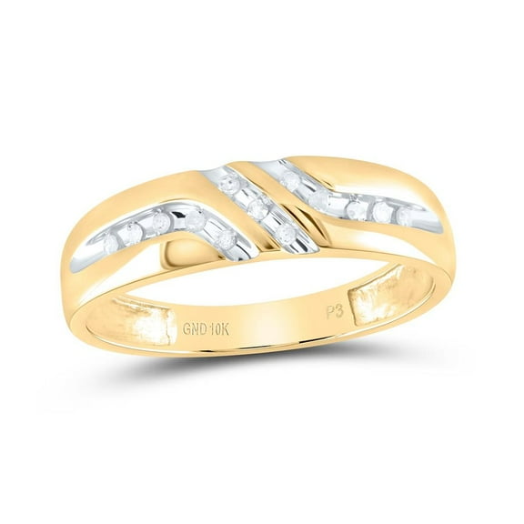Gold Time 10k Yellow Gold 1/8 CTTW Natural Round Diamonds Wedding Ring, Elegant Gift Box