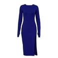 thumbnail image 6 of hirigin Women's Bodycon Midi Dress, Long Sleeve Round Neck Cross Tie-up Back Solid Color Dress, 6 of 9