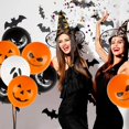 thumbnail image 2 of 24 globos de Halloween con cinta de seda, globos de látex, patrón de Halloween para adultos y niños, accesorios de regalo, recuerdo de fiesta, decoración de Halloween, 2 of 4