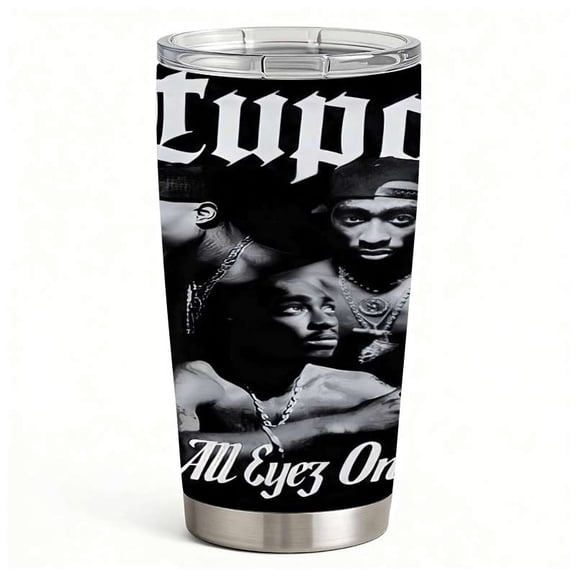 Vintage Hip Hop Portrait Water Cup with Lid, Black & White Street Style Stainless Steel Insulated Tumbler