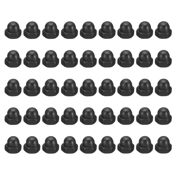 Uxcell M6x1 Hex Acorn Bolt Covers, 80 Pcs Carbon Steel Screw Covers Caps for Fasteners Threads Rods Bolts, Black