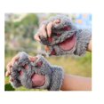 thumbnail image 5 of Lindo gato gatito pata felpa piel sintética guantes sin dedos para niñas y mujeres (gris), 5 of 5