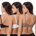 thumbnail image 3 of Curve Muse Plus Size Minimizer Underwire Unlined Bras with Embroidery Lace-3Pack-WHITE,Black,BUTTERMILK-36DD, 3 of 7