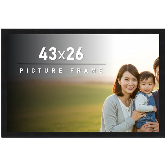 43x26 Frame Black Solid Wood Picture Frame | 0.75 Inch Moulding Width | Includes UV Acrylic