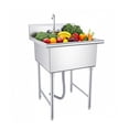 thumbnail image 5 of Single Bowl 360°Rotate Faucet Utility Sink, Cleaning Sink, Kitchen Utility Sink, Washing Hand Basin, Laundry Sink, 21 Inch Freestanding Stainless Steel for Kitchen, Restaurant, Garage, 5 of 9