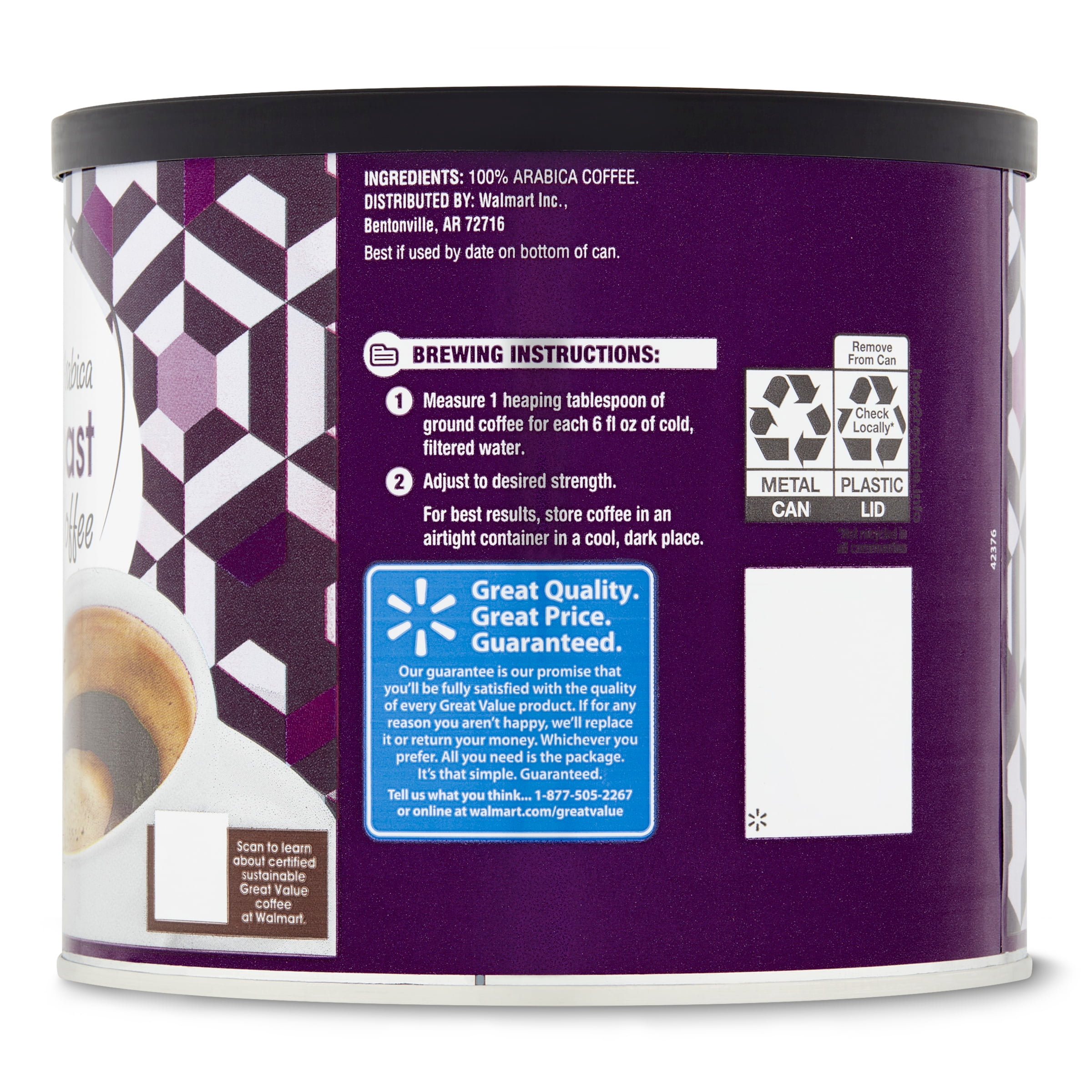 Great Value Arabica French Roast Dark Ground Coffee, 24.2 oz