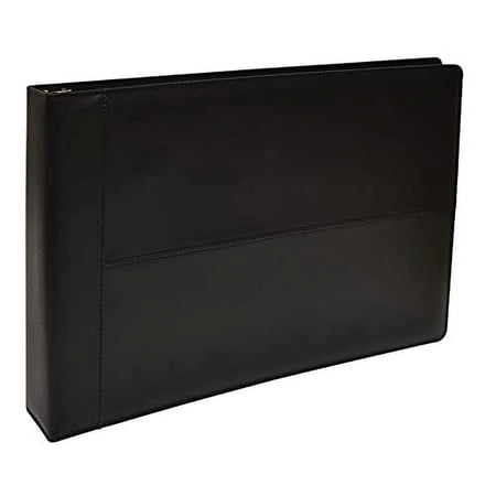 7 Ring Executive Check Binder with Zipper Pouch, Black Textured Premium Leatherette Cover, for 9 x 13" 3 Per Page Business Checks, 600 Check Capacity Checkbook Holder, by Gold Seal
