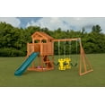 thumbnail image 3 of Creative Cedar Designs Timber Valley Wooden Playset with Wooden Roof, Glider Swing, Sandbox, Climbing Wall, Ladder, Slide & Belt Swings, 3 of 6