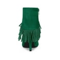 thumbnail image 2 of BLISSFUL STEP Women's Fringe Pointed Toe Stiletto Heel Ankle Boot Emerald Green 6, 2 of 6