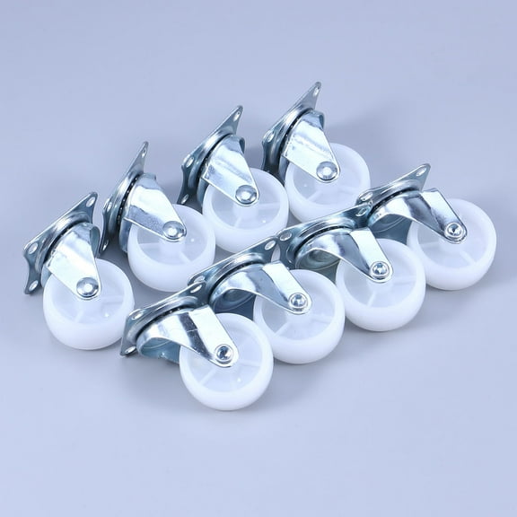 ROMANSENTIAL 8Pcs 1.5 Inch White Silver Swivel Caster Wheels for Office Chair Nylon Steel