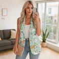 thumbnail image 2 of Psesaysky Womens Casual Vest Cartoon Puppy Grass Print Sleeveless Blazer Single Button Front Jacket Office Notched Lapel Trendy Blazers with Pockets, Size M, 2 of 6