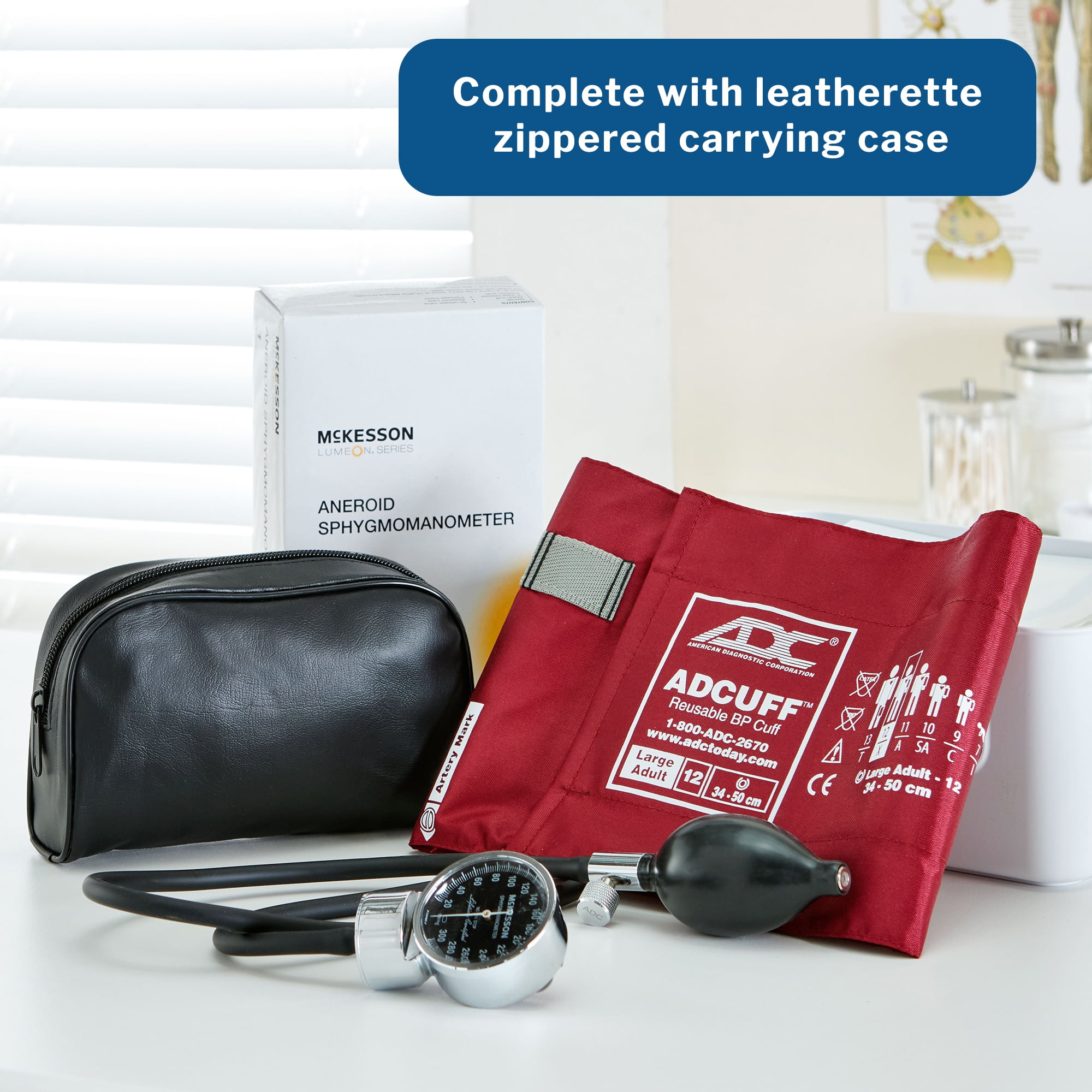 McKesson LUMEON Aneroid Sphygmomanometer, Blood Pressure with Cuff, Large, 1 Ct