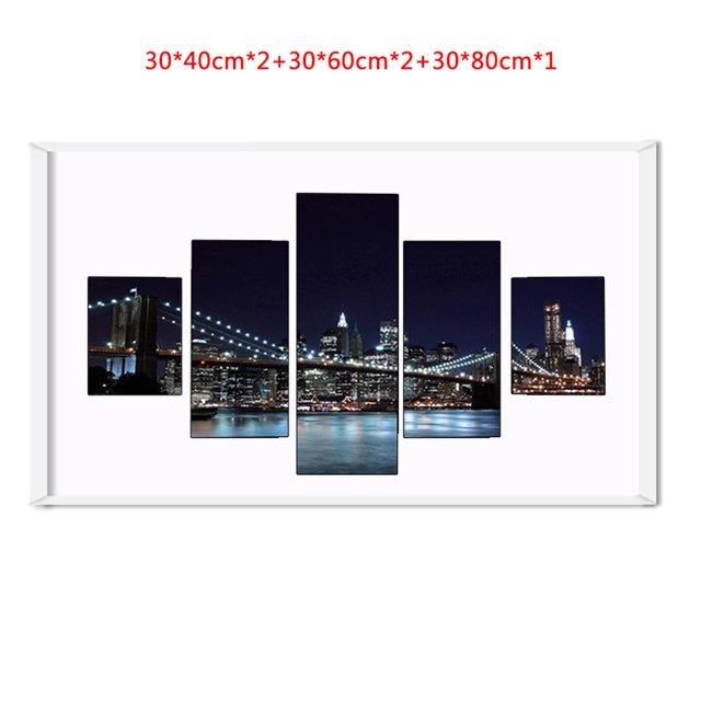 Puente vista nocturna pintura al óleo cuadros artísticos de pared decoración del hogar sala de estar 5 paneles sidaley JJ8263-02