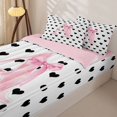 thumbnail image 3 of Manfei Pink ABC Print A Zipper Twin Comforter Sets with Fitted Sheet and 2 Pillowcases,Cute Coquette Bowknot Zipper Bedding Set,Pink Reversible,4pcs, 3 of 7