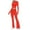 Red, variant on Wyzesi Casual Shorts Suit for Women White Women's Two Piece Sets Fold Over Flare Pants Set Long Sleeve Cropped Top Casual Outfits Pajamas Sets Shorts Suit Women Red