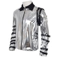 thumbnail image 3 of Pop Star Halloween Costume Faux Leather Jacket for Rock Star Role Play Dress Up Performance Outfit Stage Wear L, 3 of 8